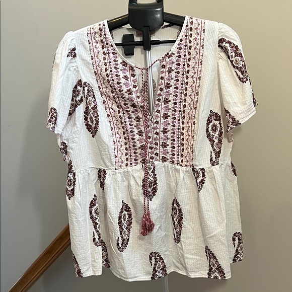Knox Rose Paisley Flutter Sleeve Peasant Blouse - Size XXL - Picture 2 of 7